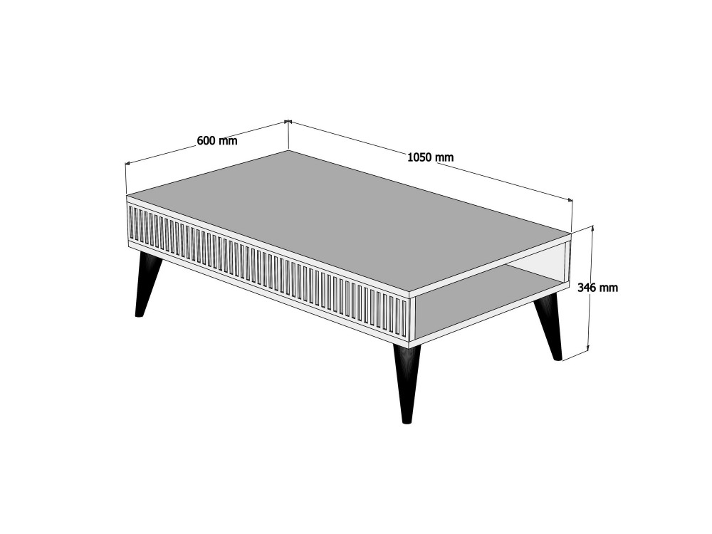 Houten salontafel "Milan" - 105 x 60 x 34 cm - Notelaar, Zwart