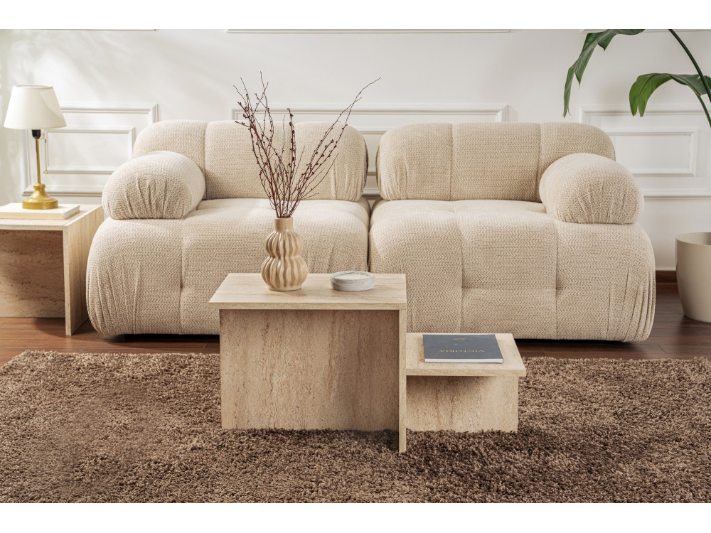 Houten salontafel "Harmony" - 80 x 40 x 40 cm - Travertin
