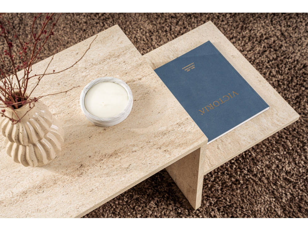 Houten salontafel "Harmony" - 80 x 40 x 40 cm - Travertin
