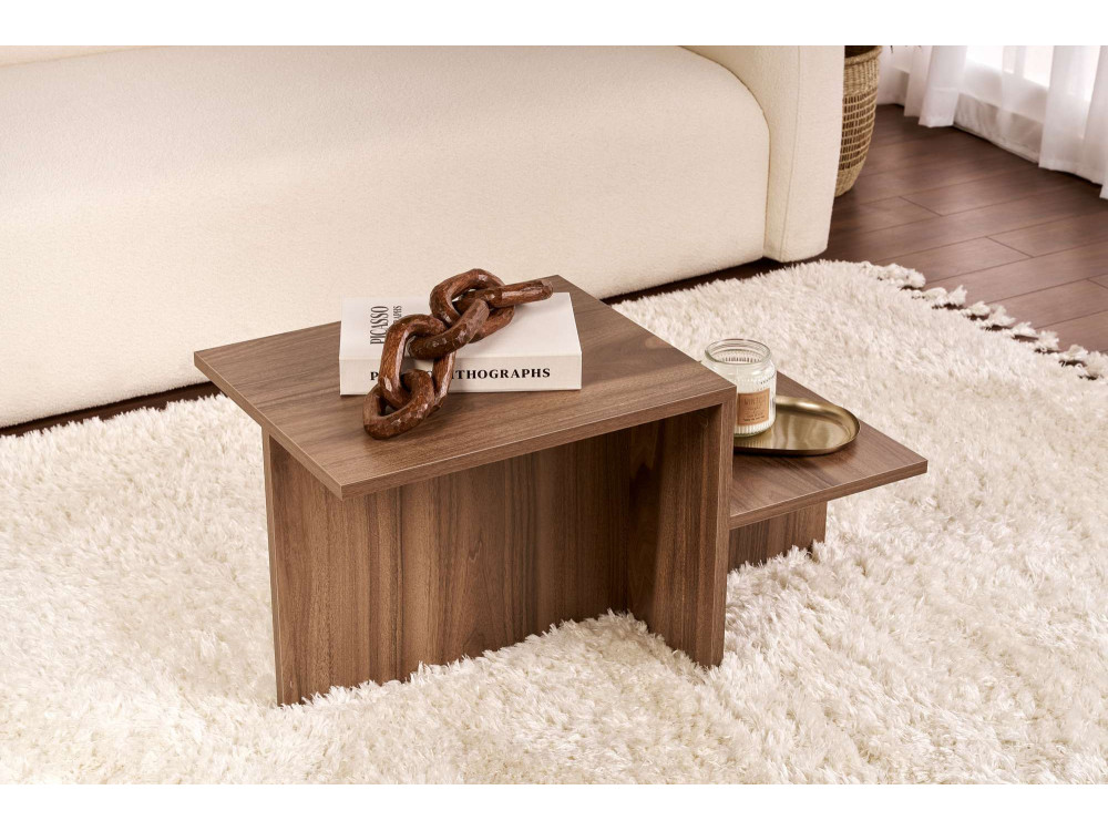 Houten salontafel "Harmony" - 80 x 40 x 40 cm - Notelaar