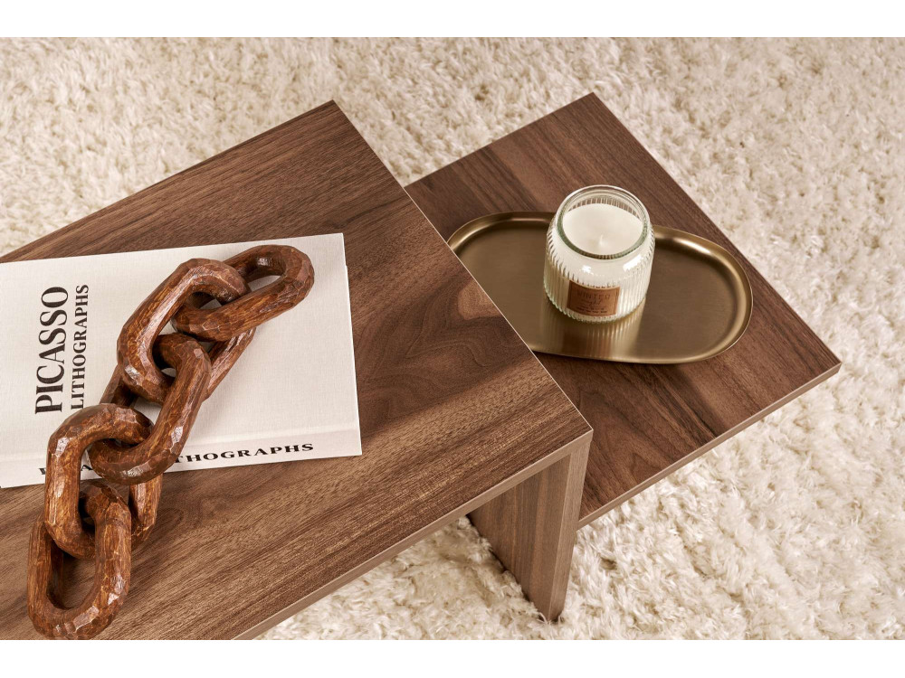Houten salontafel "Harmony" - 80 x 40 x 40 cm - Notelaar