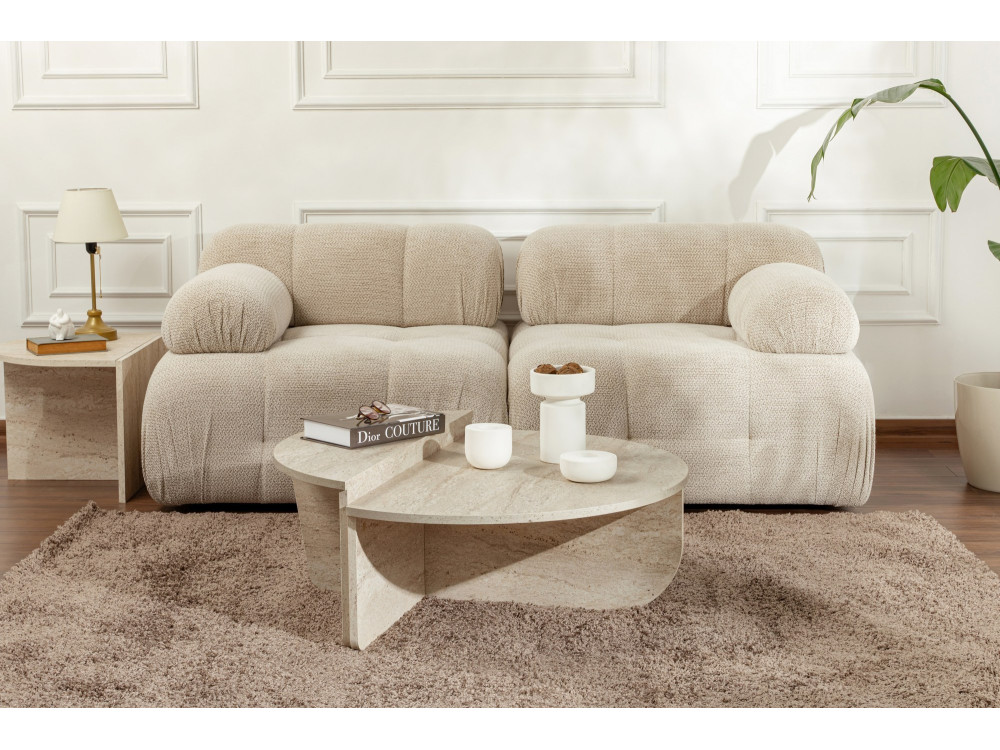 Houten salontafel "Orion" - 90 x 60 x 30 cm - Travertin