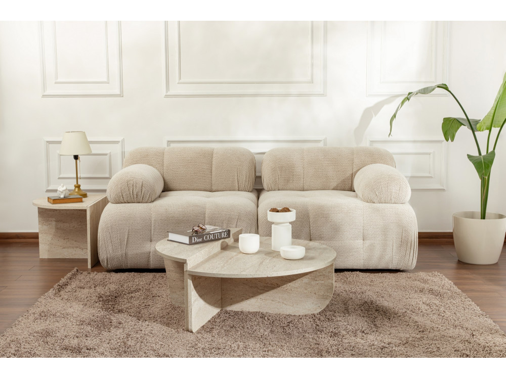 Houten salontafel "Orion" - 90 x 60 x 30 cm - Travertin