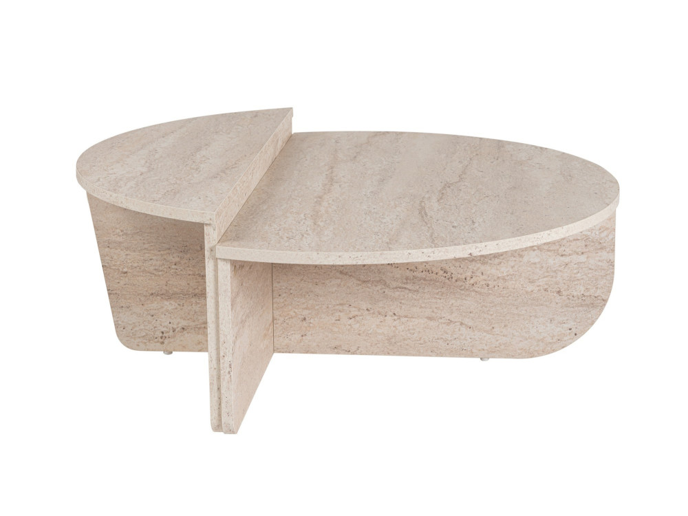 Houten salontafel "Orion" - 90 x 60 x 30 cm - Travertin