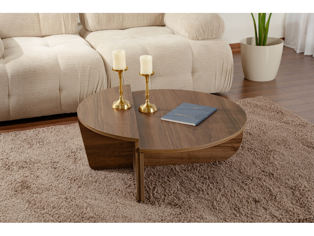 Houten salontafel "Orion" - 90 x 60 x 30 cm - Notelaar