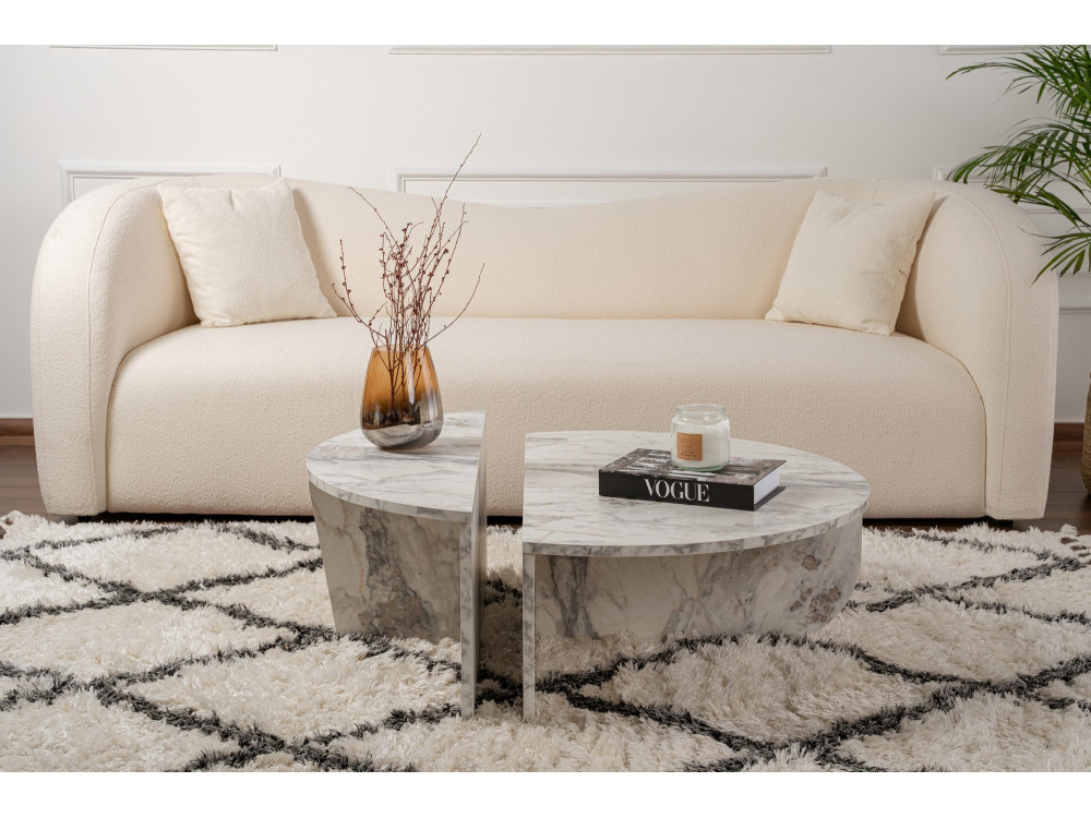 Houten salontafel "Orion" 90 x 60 x 30 cm - Freesia marmer