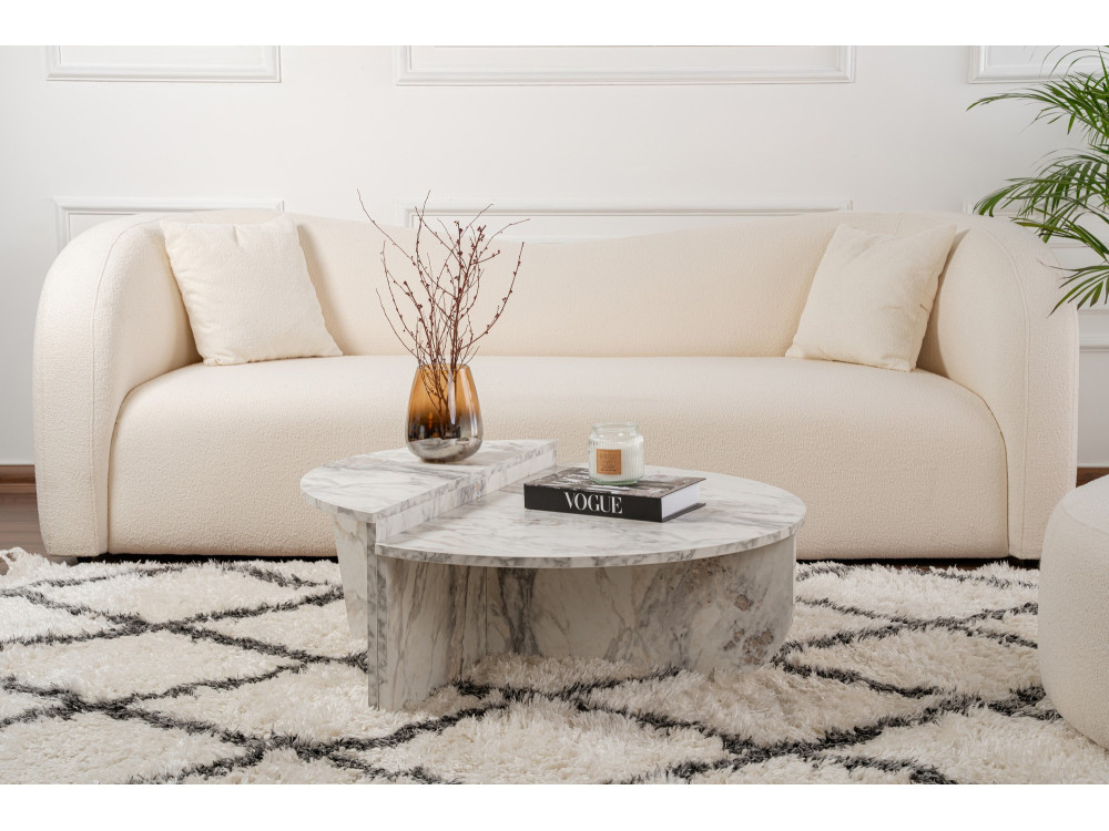 Houten salontafel "Orion" 90 x 60 x 30 cm - Freesia marmer