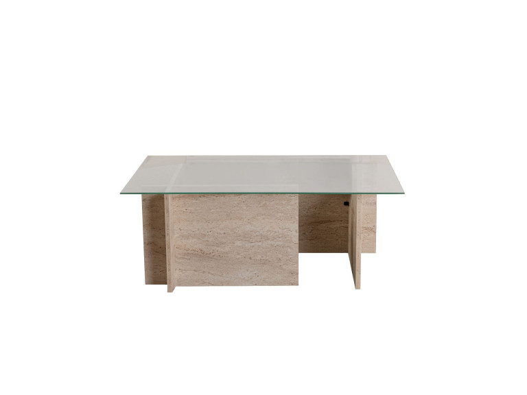 Houten salontafel "Vetrino" - 105 x 65 x 40 cm - Travertin