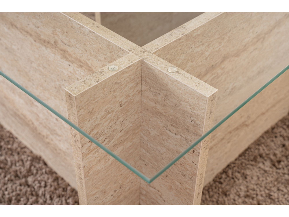 Houten salontafel "Vetrino" - 105 x 65 x 40 cm - Travertin