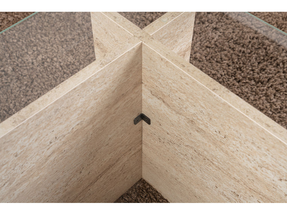 Houten salontafel "Vetrino" - 105 x 65 x 40 cm - Travertin