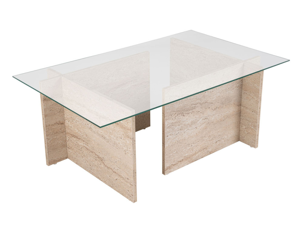 Houten salontafel "Vetrino" - 105 x 65 x 40 cm - Travertin