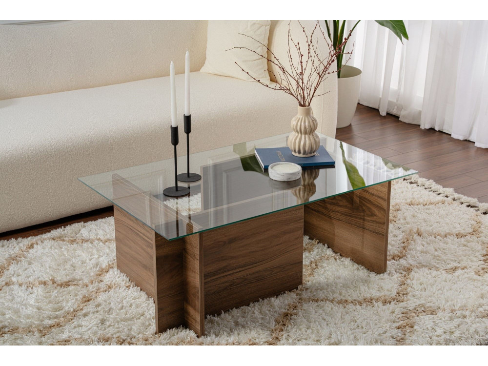 Houten salontafel "Vetrino" - 105 x 65 x 40 cm - Notelaar