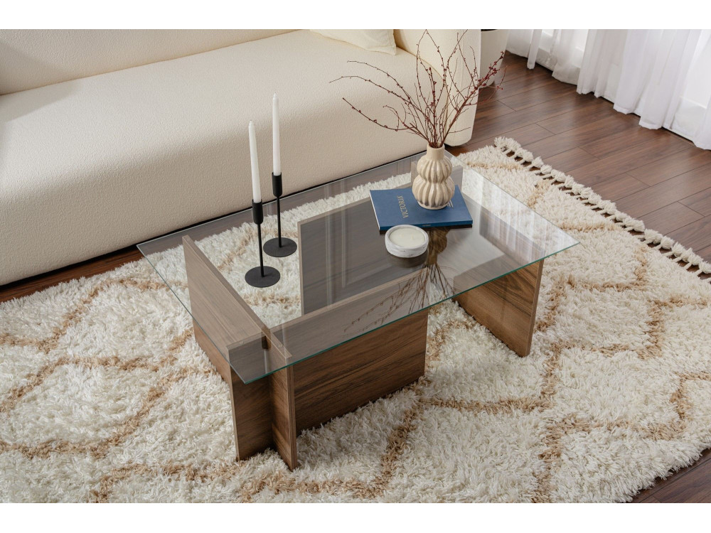 Houten salontafel "Vetrino" - 105 x 65 x 40 cm - Notelaar