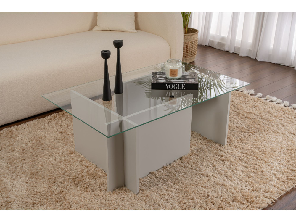 Vetrino" glazen salontafel 105 x 65 x 40 cm - Grijs