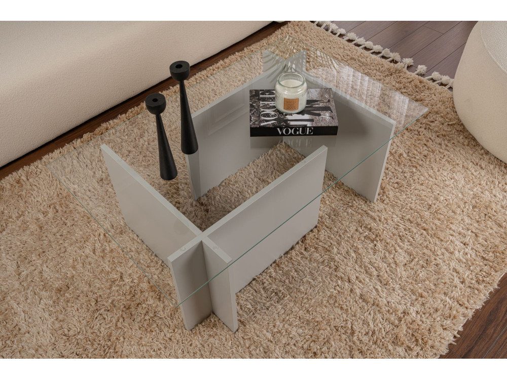 Vetrino" glazen salontafel 105 x 65 x 40 cm - Grijs