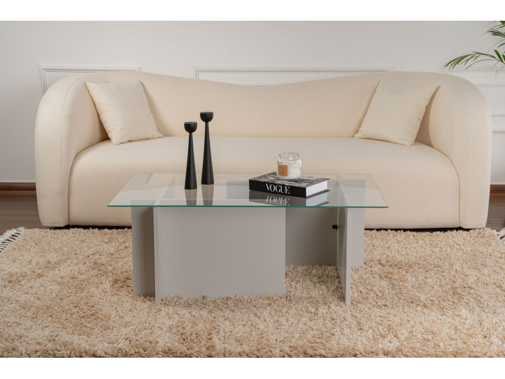 Vetrino" glazen salontafel 105 x 65 x 40 cm - Grijs