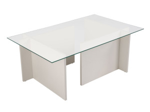 Vetrino" glazen salontafel 105 x 65 x 40 cm - Wit hout