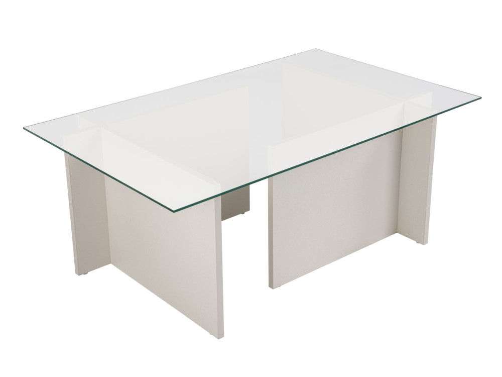 Vetrino" glazen salontafel 105 x 65 x 40 cm - Wit hout