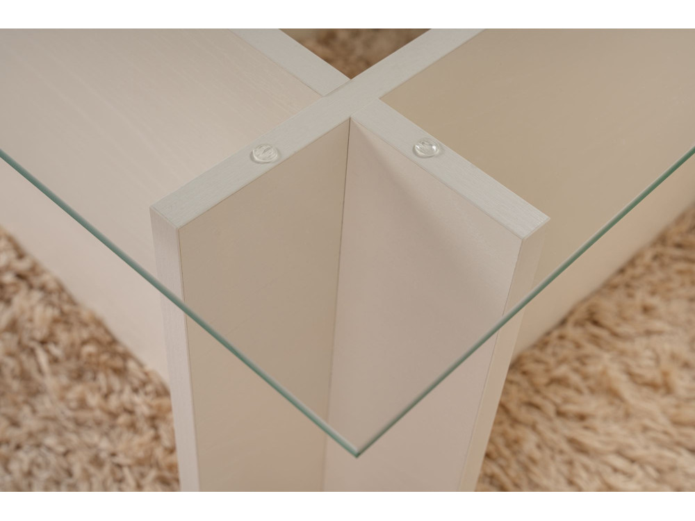 Vetrino" glazen salontafel 105 x 65 x 40 cm - Wit hout