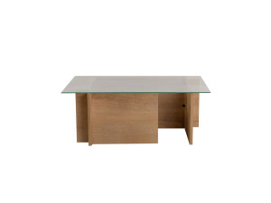 Vetrino" glazen salontafel 105 x 65 x 40 cm - Honing eik