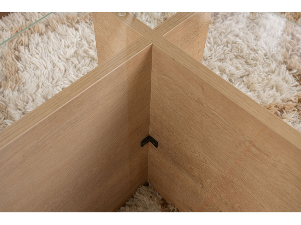 Vetrino" glazen salontafel 105 x 65 x 40 cm - Honing eik