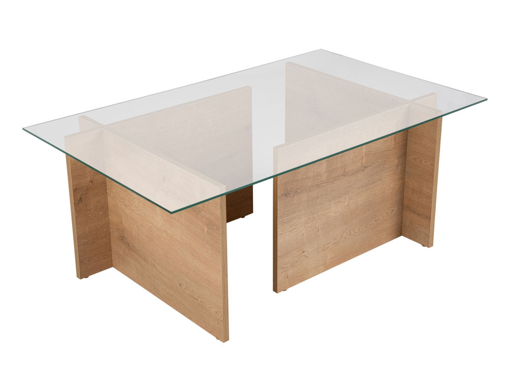 Vetrino" glazen salontafel 105 x 65 x 40 cm - Honing eik