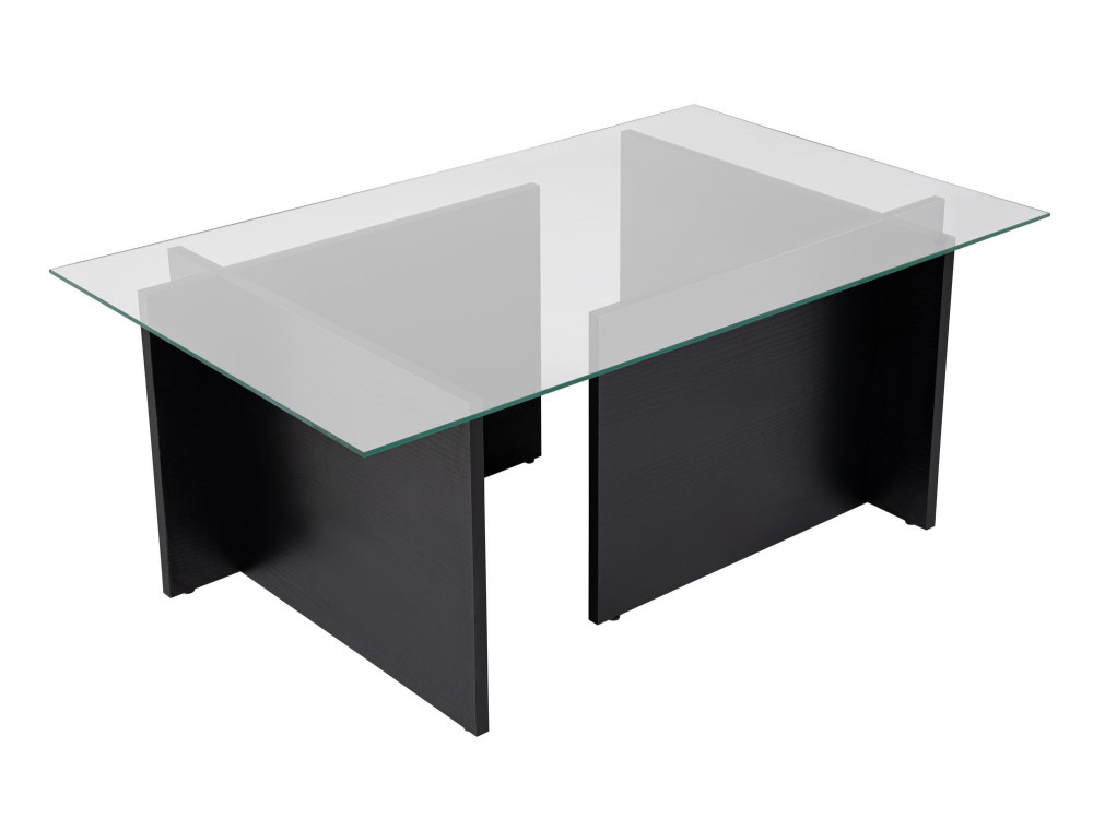 Vetrino" glazen salontafel 105 x 65 x 40 cm - Zwart hout