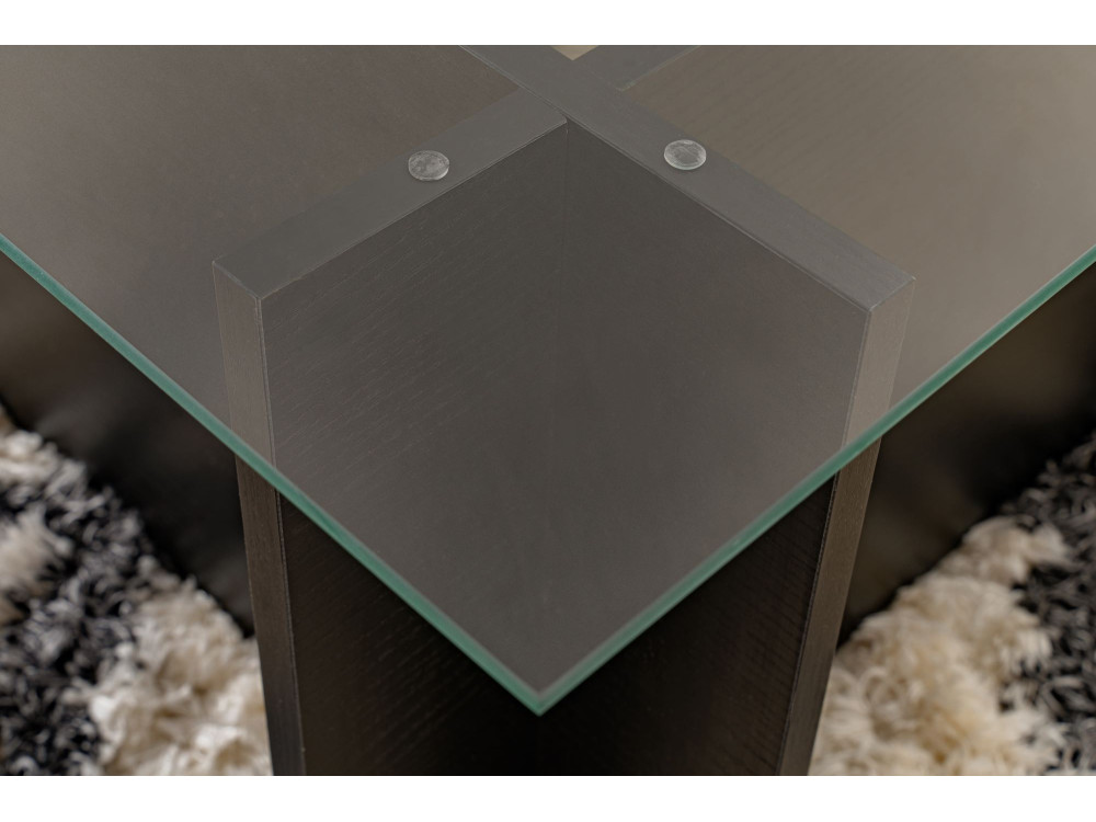 Vetrino" glazen salontafel 105 x 65 x 40 cm - Zwart hout