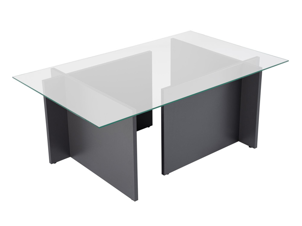 Vetrino" glazen salontafel 105 x 65 x 40 cm - Antraciet