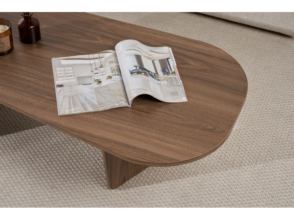 Houten salontafel "Ovalis" - 130 x 65 x 40 cm - Notelaar