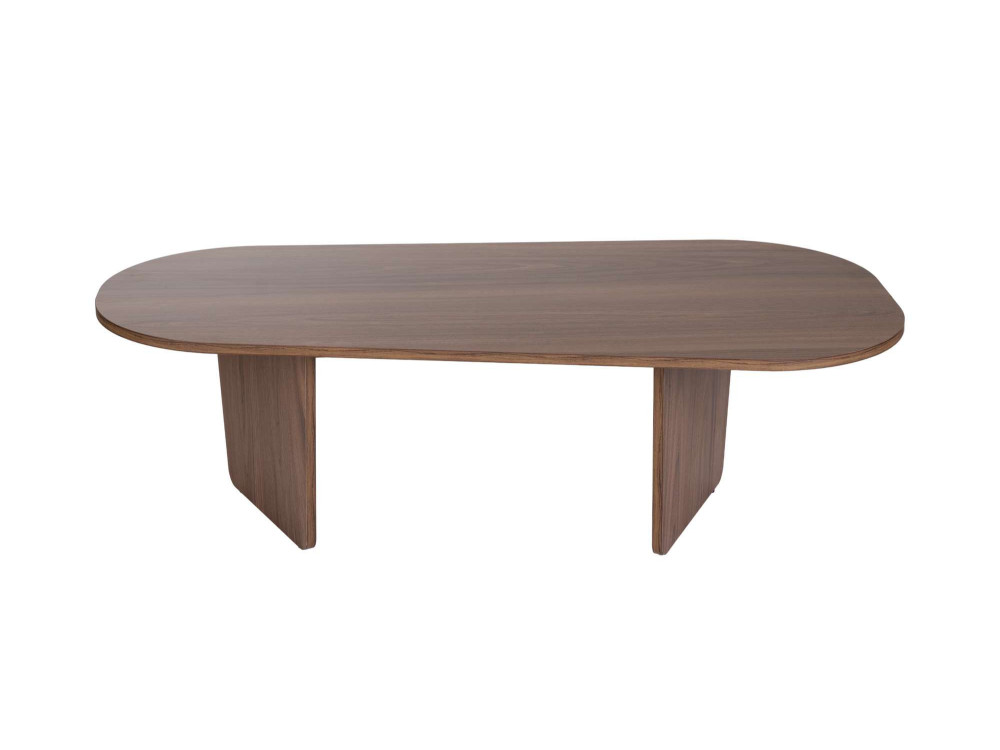 Houten salontafel "Ovalis" - 130 x 65 x 40 cm - Notelaar