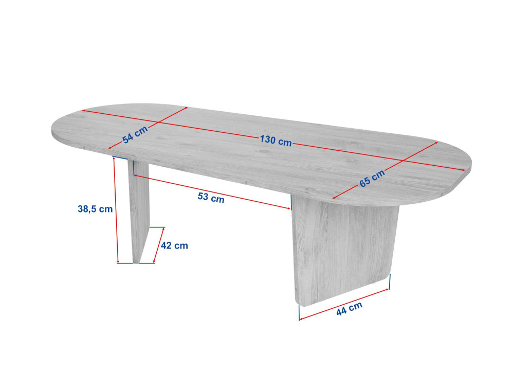 Houten salontafel "Ovalis" - 130 x 65 x 40 cm - Notelaar