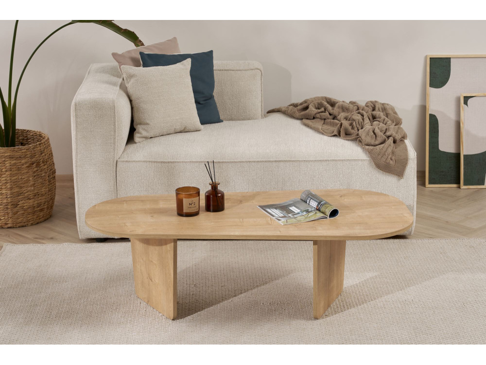Houten salontafel "Ovalis" - 130 x 65 x 40 cm - Eik