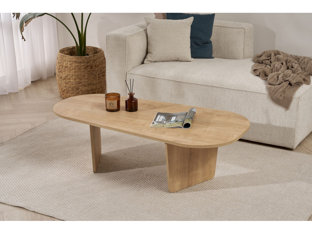 Houten salontafel "Ovalis" - 130 x 65 x 40 cm - Eik