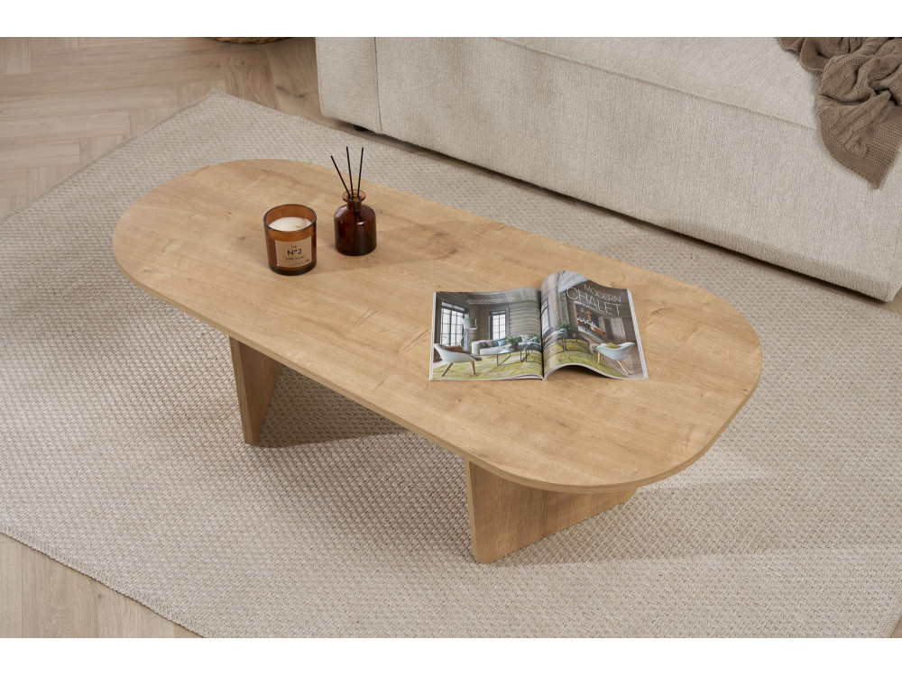 Houten salontafel "Ovalis" - 130 x 65 x 40 cm - Eik