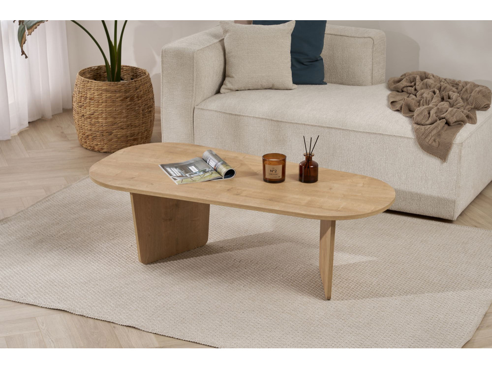 Houten salontafel "Ovalis" - 130 x 65 x 40 cm - Eik