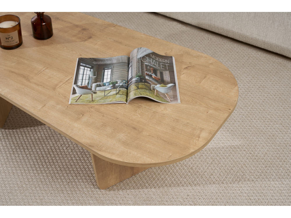 Houten salontafel "Ovalis" - 130 x 65 x 40 cm - Eik