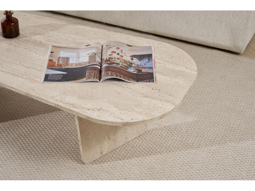 Houten salontafel "Ovalis" - 130 x 65 x 40 cm - Travertin