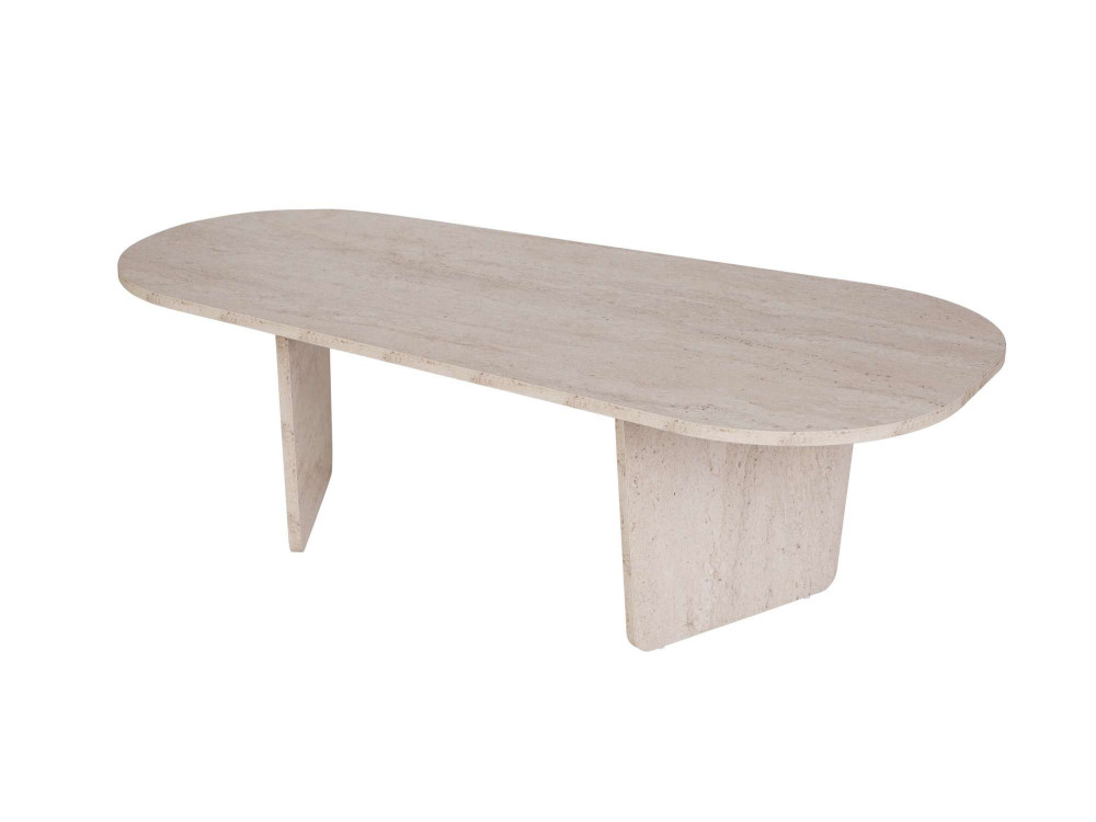 Houten salontafel "Ovalis" - 130 x 65 x 40 cm - Travertin