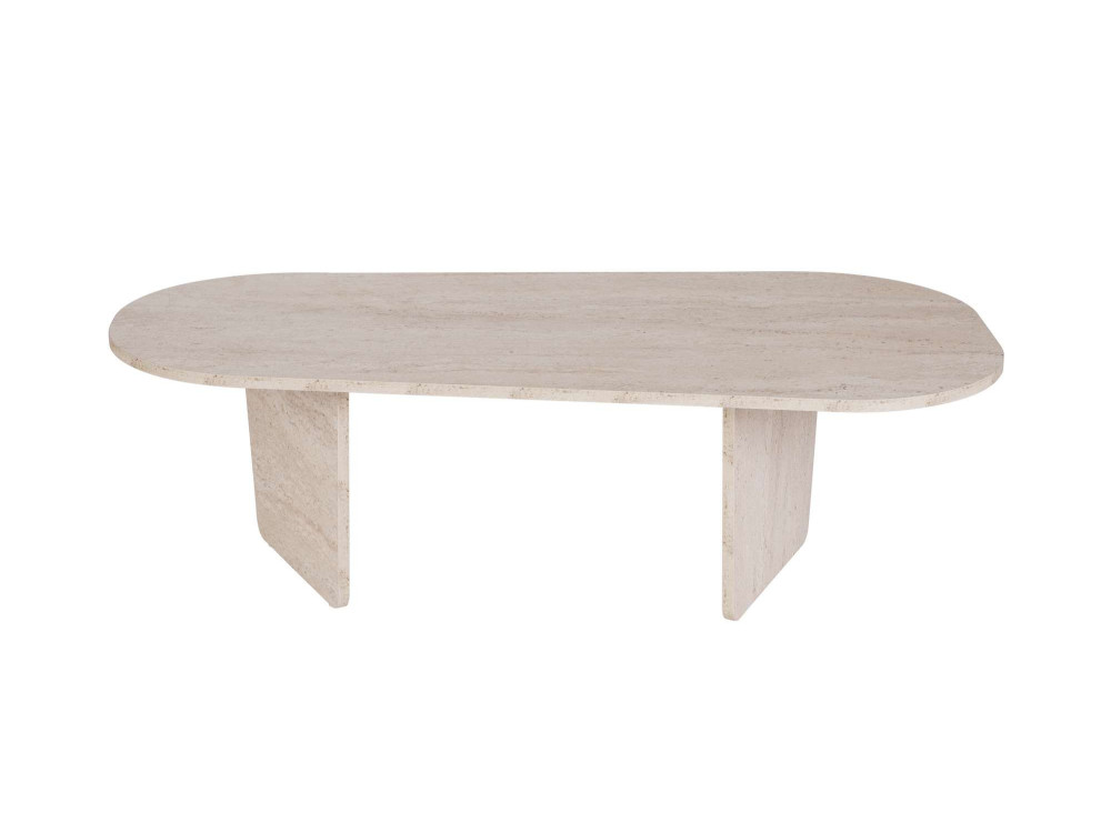 Houten salontafel "Ovalis" - 130 x 65 x 40 cm - Travertin