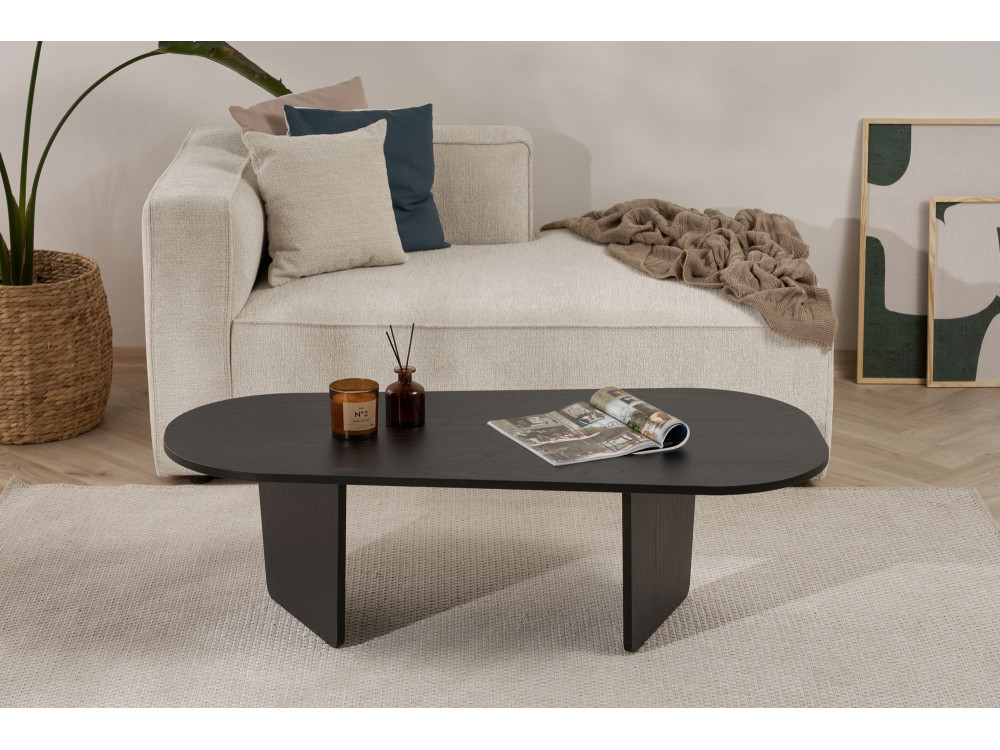 Houten salontafel "Ovalis" - 130 x 65 x 40 cm - Zwart hout