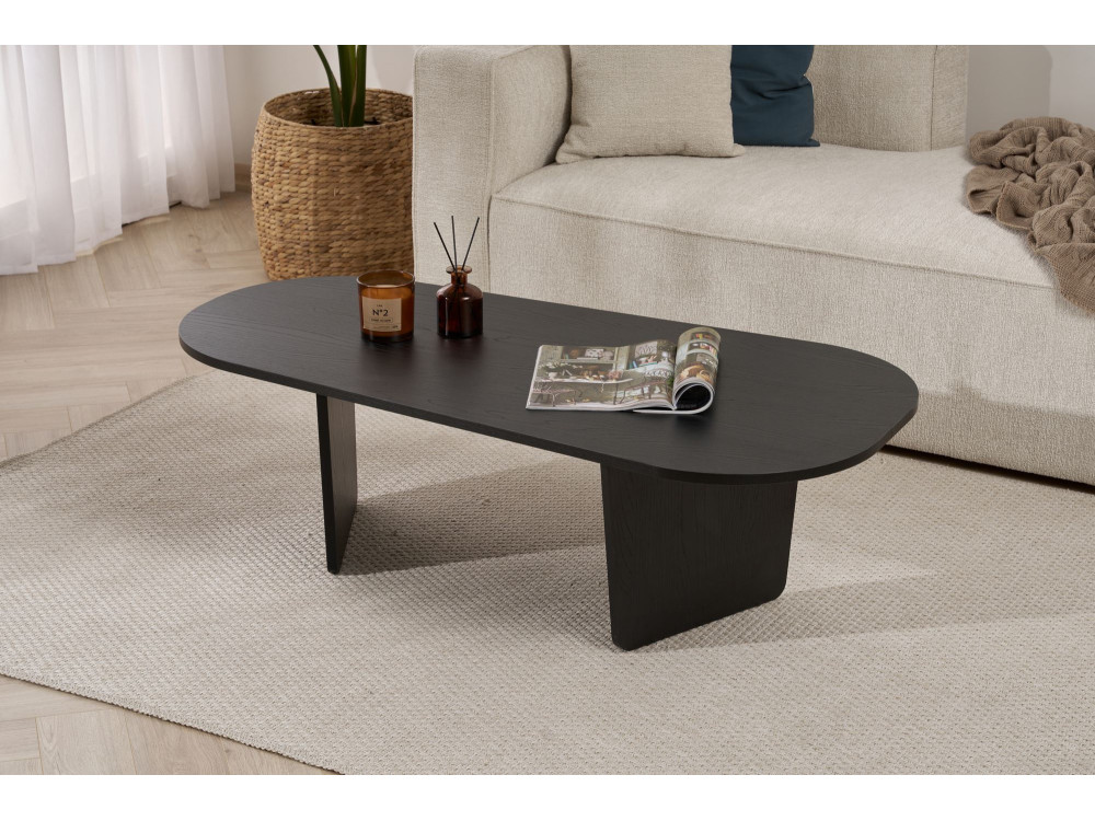 Houten salontafel "Ovalis" - 130 x 65 x 40 cm - Zwart hout
