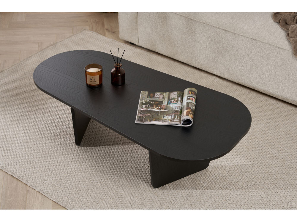 Houten salontafel "Ovalis" - 130 x 65 x 40 cm - Zwart hout