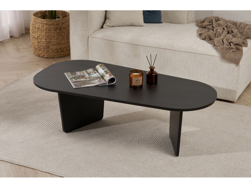 Houten salontafel "Ovalis" - 130 x 65 x 40 cm - Zwart hout