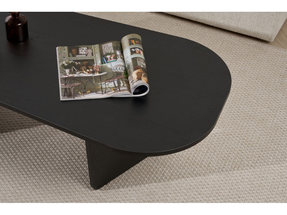 Houten salontafel "Ovalis" - 130 x 65 x 40 cm - Zwart hout
