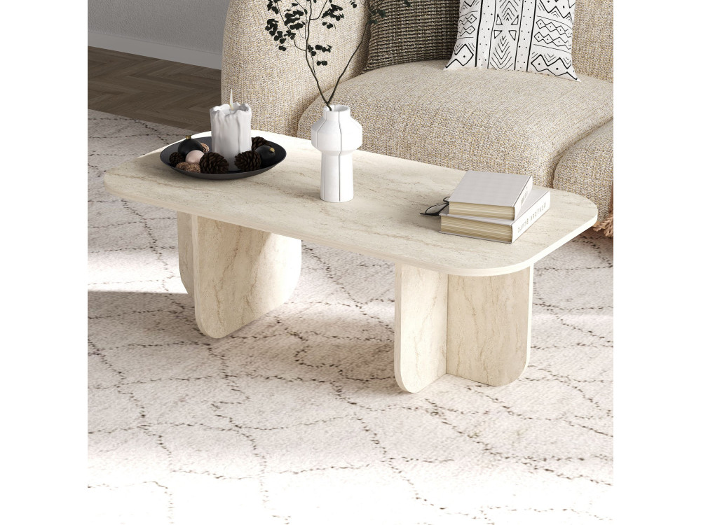 Houten salontafel "Becaj" - 120 x 60 x 41 cm - Travertin