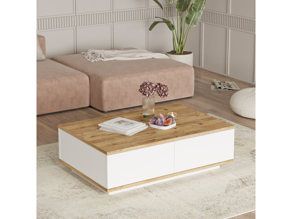 Houten salontafel FR14 - 90 x 60 x 28 cm - Atlantic PineWit