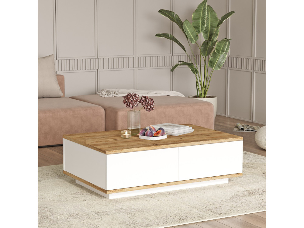 Houten salontafel FR14 - 90 x 60 x 28 cm - Atlantic PineWit