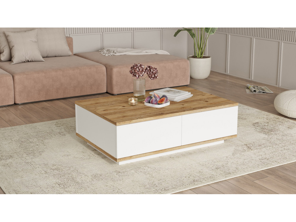 Houten salontafel FR14 - 90 x 60 x 28 cm - Atlantic PineWit