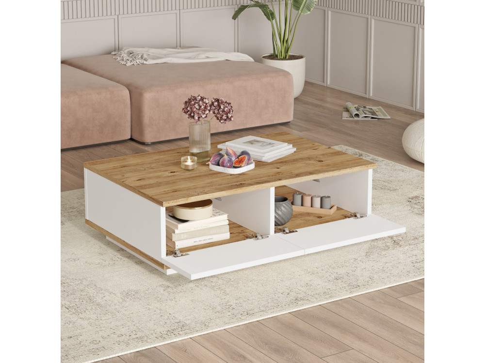 Houten salontafel FR14 - 90 x 60 x 28 cm - Atlantic PineWit